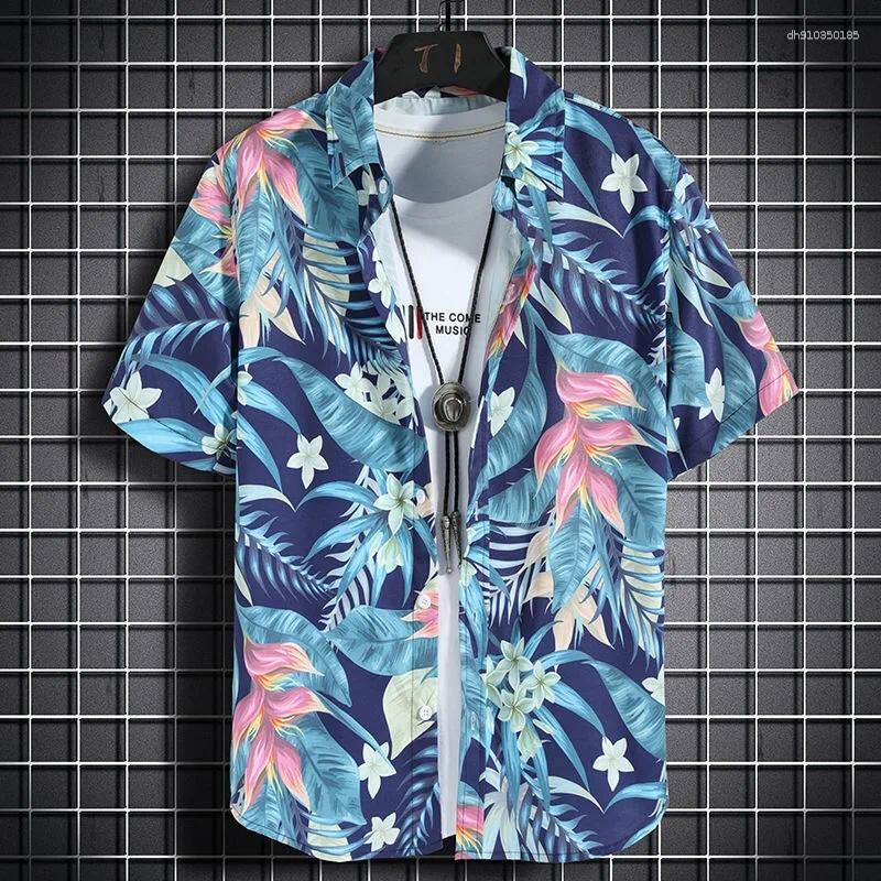 Men's Casual Shirts Hawaiian Beach Short-sleeved Seaside Vacation Quick-drying Clothes Loose Floral Tops