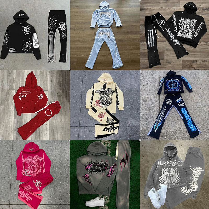 Men's Hoodies Letter Print Set Off And High End Harajuku Style Printed Casual Street Loose Women's Sweater Trendy Hip Hop Rock STyle Suit