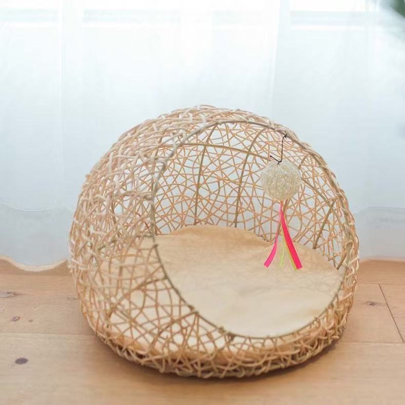 Cat Nest Summer Four Seasons Universal Vine Weaving Kitten Bed Cat Supplies Pet House Toys Detachable Washable Dog Nest Cool