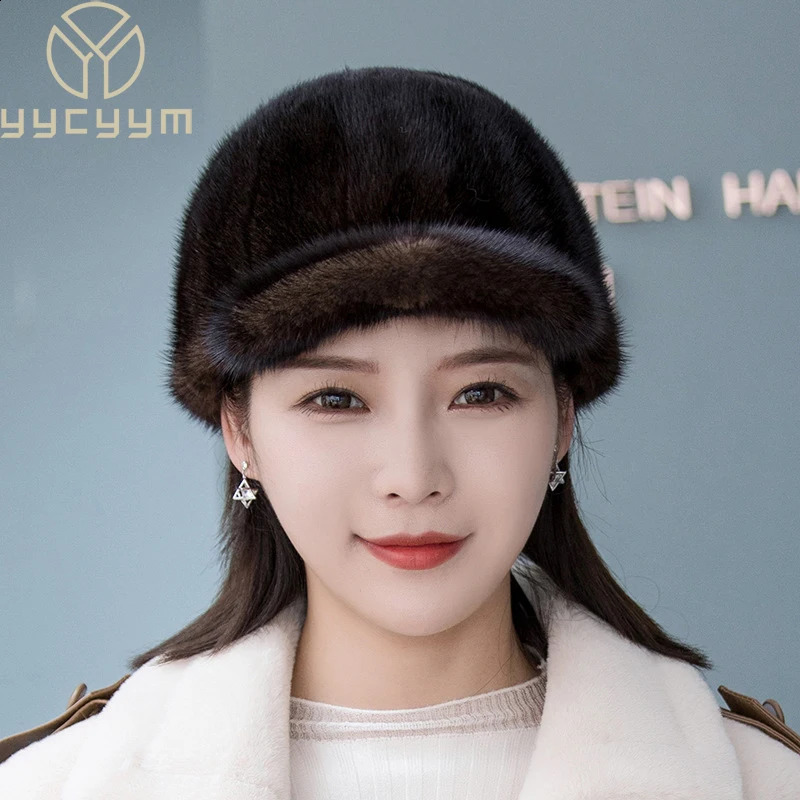 Real Mink Fur Hat Winter Women Keep Warm 100% Genuine Mink Fur Hats Natural Quality Female Fashion Mink Fur Cap Lady Outdoor Cap 250120