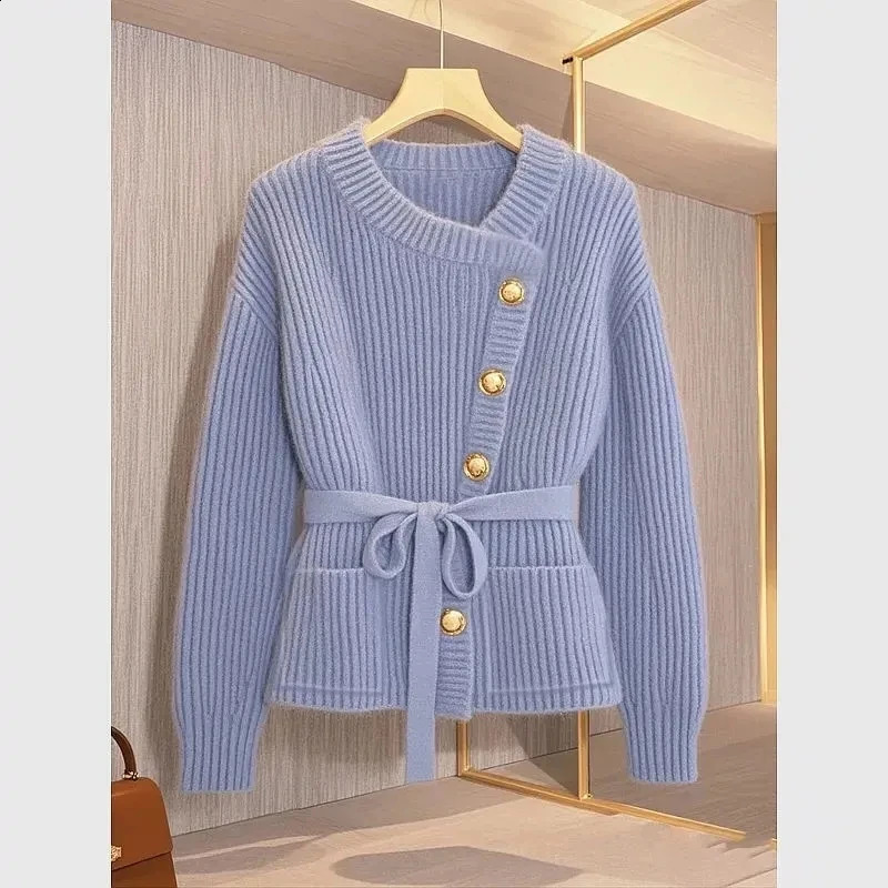 Highend And Super Nice Blue Sweater Jacket Women Clothing Winter Style Unique Knitted Top 250108