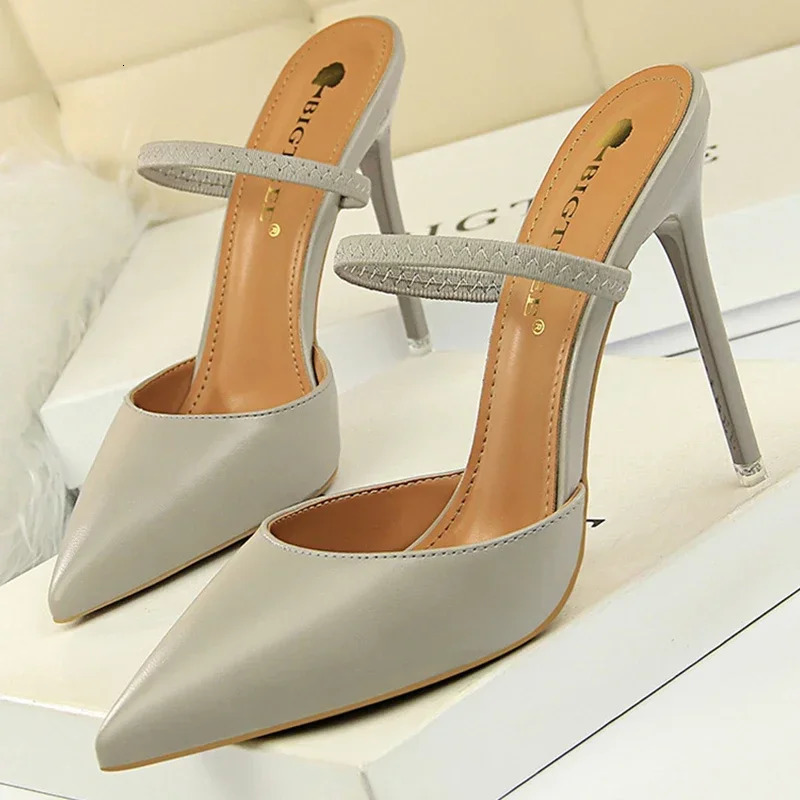 BIGTREE Shoes Sandals Women Summer High Heels Slippers Pu Heeled Stiletto Ladies Fashion Female Pumps 250117BJ - view 4