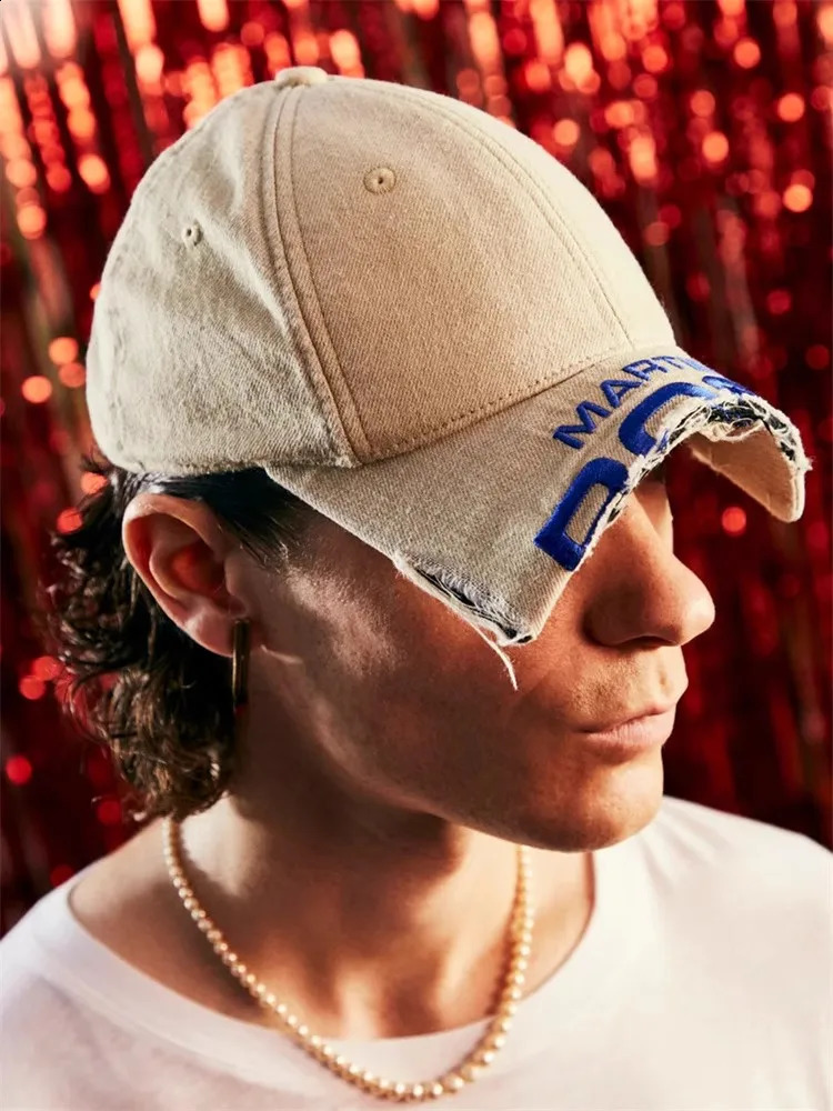 Martine Rose Embroidered Washed Distress Baseball Hat Worn Duck Tongue Hat MZ207 250117