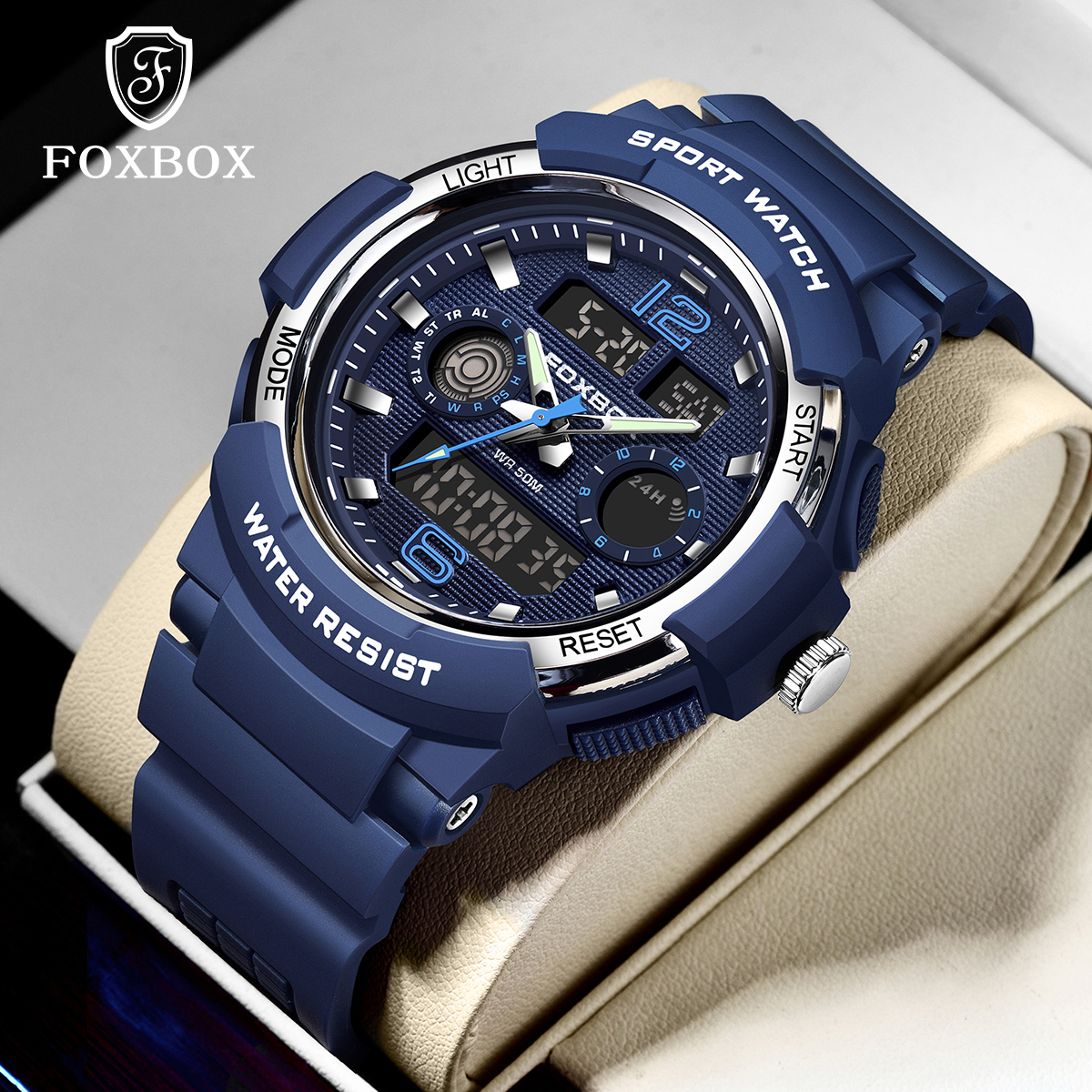 LIGE Fashion Sports Large Dial Dual Display Electronic Watch Men's Waterproof Multi functional Student Watch