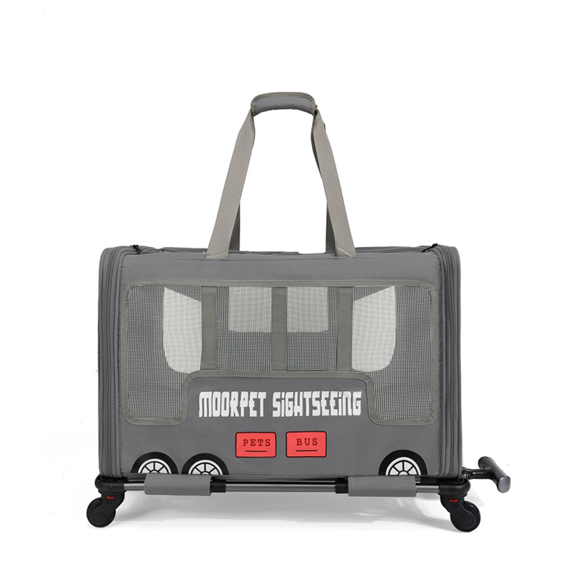 Rolling Carrier- Designed for Dogs & Cats, Breathable Mesh, Expandable Soft-Sided Carrier for Traveland Locking Zippers for Long Distance Car Travel