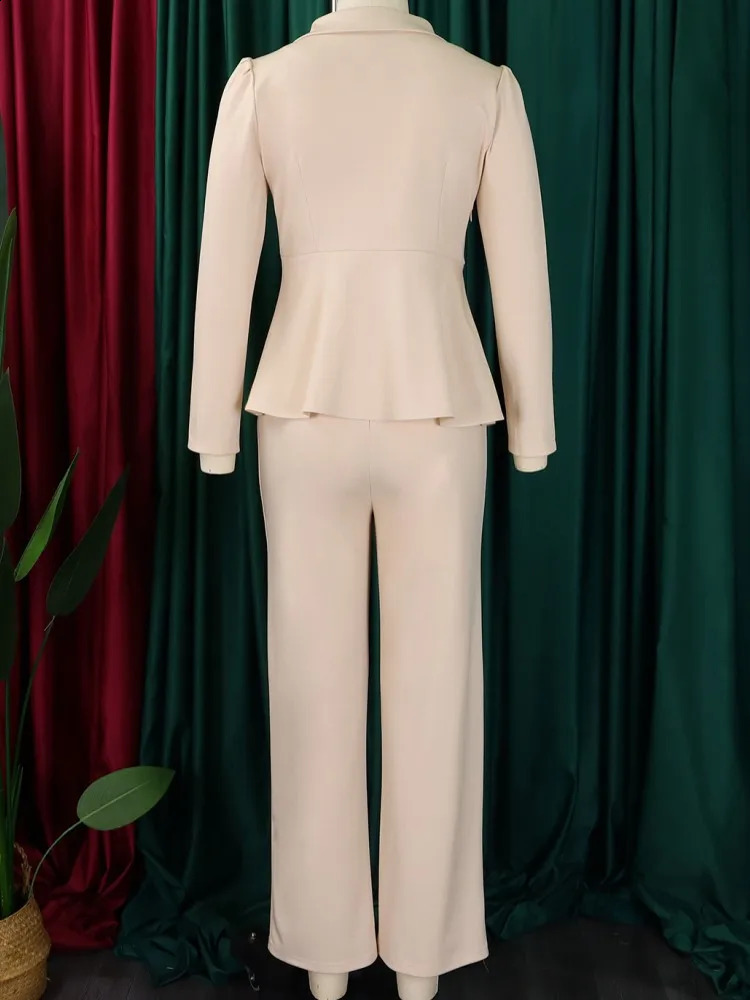 2piece sexy plus size springsummer fashion womens set top long sleeved and pants 250122