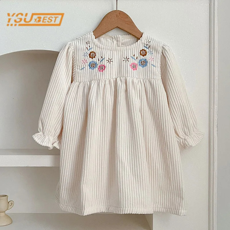 Spring Autumn Kids Baby Girls Long Sleeve Sweet Embroider Princess Dress Casual Baby Girls Dress Children Clothes Dress 250120