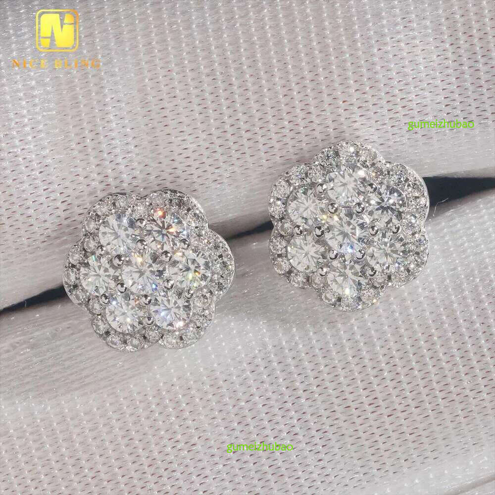 Elegant Dazzg Trendy wer 10MM Moissanite Dia Ear Studs For Men Women Hip Hop Jewelry Fine Earrings 10K Solid Gold