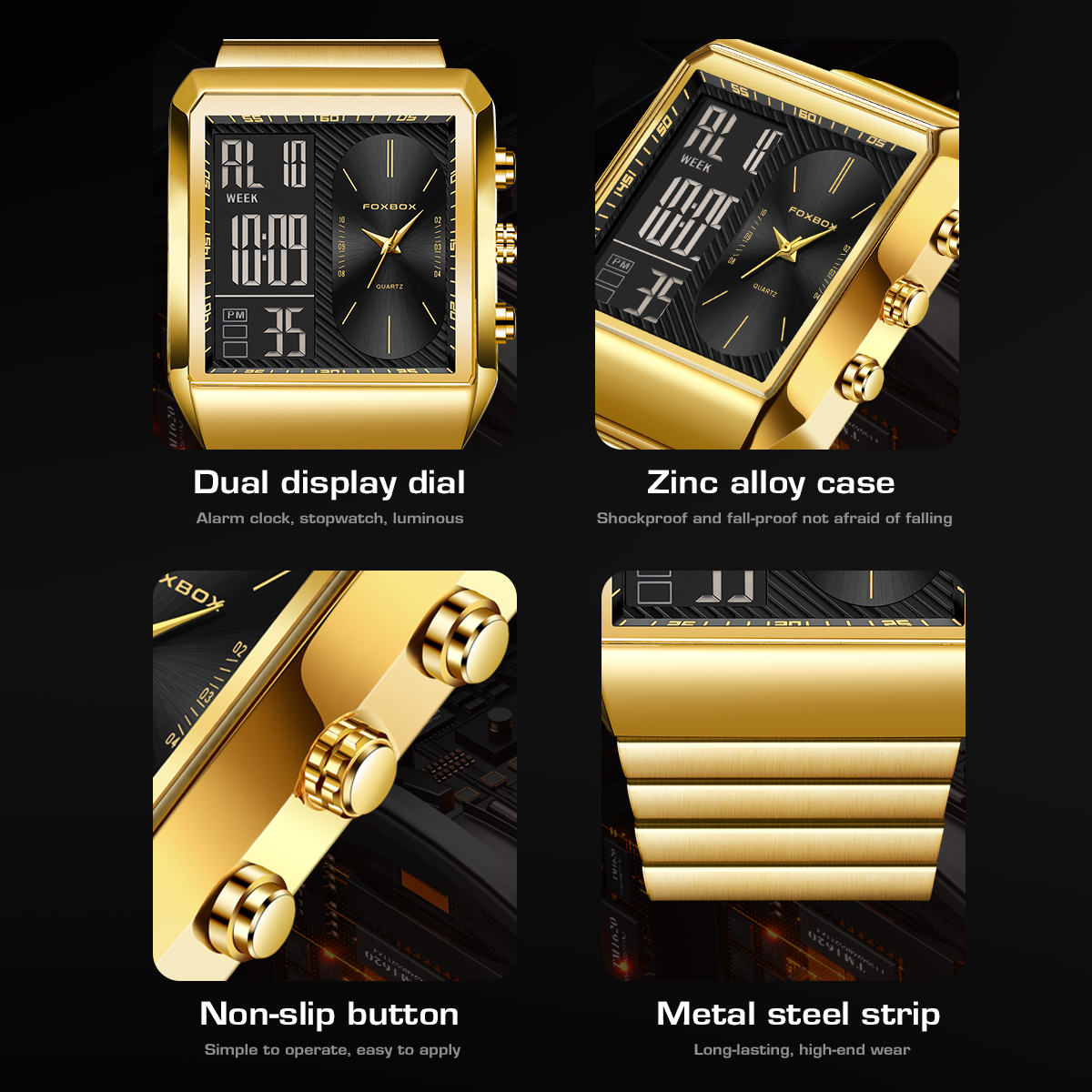 LIGE outdoor sports timing code watch dual display electronic watch multifunctional alarm clock reminder night light watch