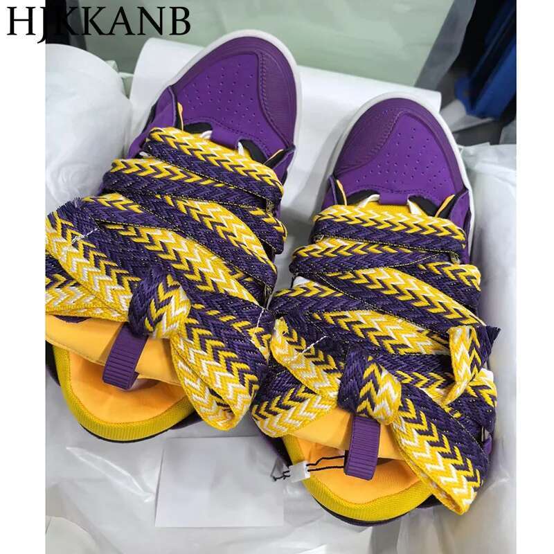 Spring Autumn Flat Thick Bottom Casual Genuine Leather Mixed Color Lace Up Walking Sneakers Breathable Tennis Shoes Unisex