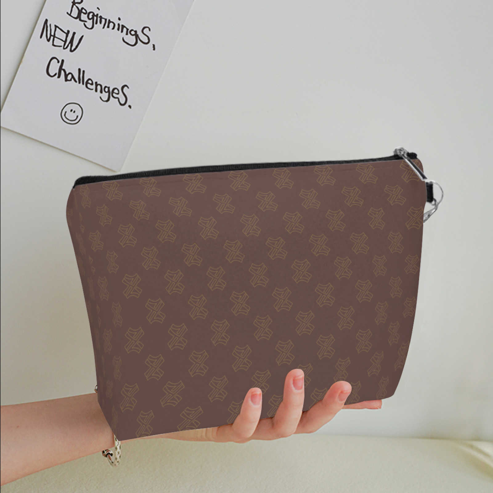 NXY Women Leather Handheld Makeup Bag Fashion Cosmetic Bag Large Capacity Makeup Travel Organizer Bags Portable Wash Storage Zipper Bag Hip