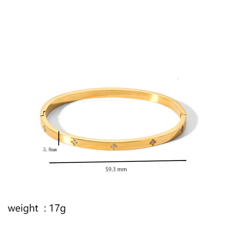 Designer Six pointed star clover Bangle Waterproof Cubic Zirconia Bangles Stainless Steel Bracelets Gold Plated Jewelry for Women Factory Wholesales C