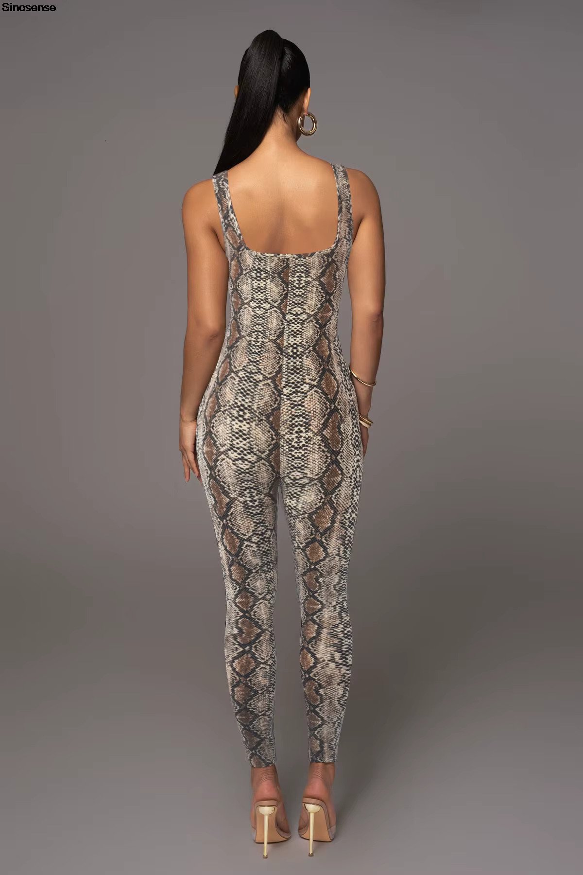 Women Bodycon Tank One Piece Jumpsuits Serpentine Print Yoga Workout Gym Fiess Sports Romper Sexy Night Cosplay Party Outtfits