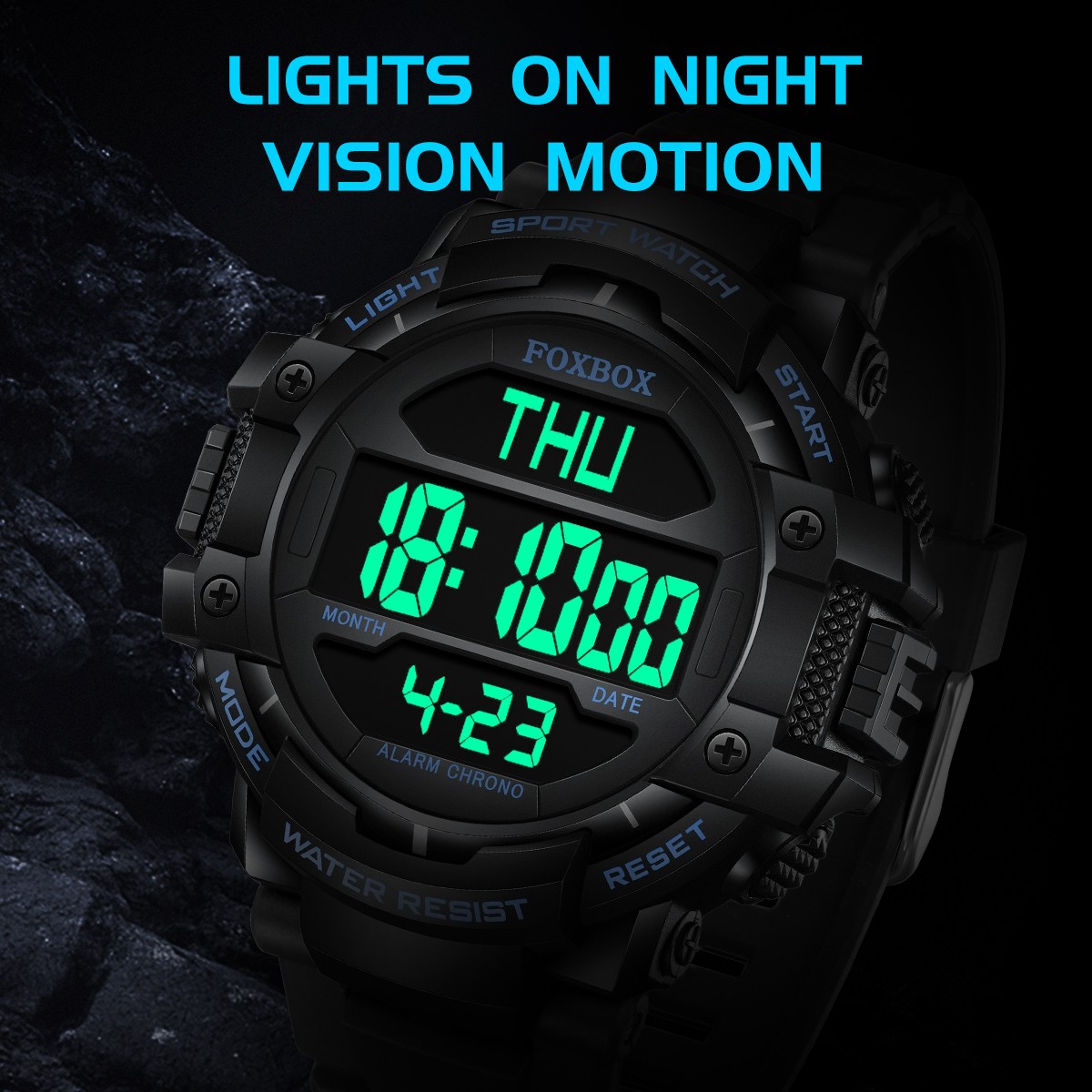 LIGE new digital display electronic watch multifunctional waterproof night light timing code sports watch large dial watch