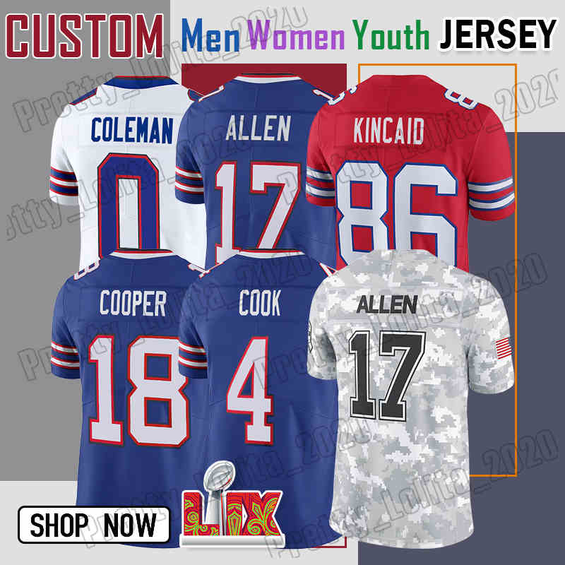 Josh Allen Keon Coleman Football Jersey Amari Cooper Dalton Kincaid Khalil Shakir Matt Milano James Cook Dion Dawkins Mack Hollins Damar Hamlin Ed Oliver Dawson Knox