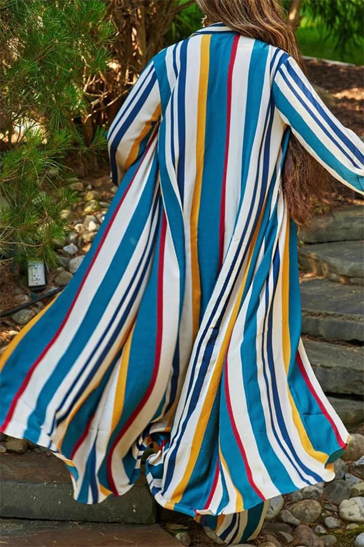Plus Size Striped Print Suit Women Chubby Long Blouse Crop Top 2023 Autumn Female Elegant Cloth Two Piece Matching Set 250122