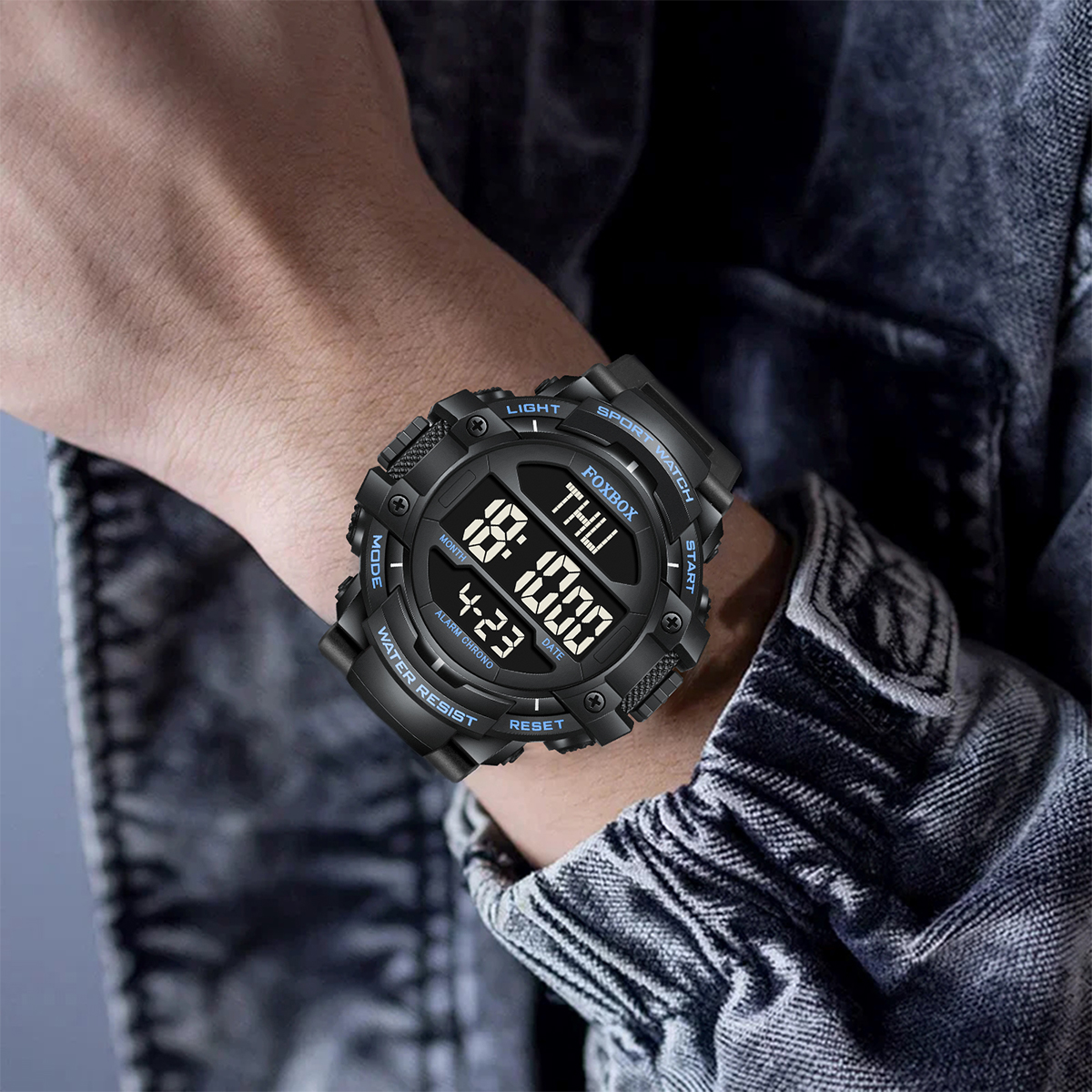 LIGE new digital display electronic watch multifunctional waterproof night light timing code sports watch large dial watch
