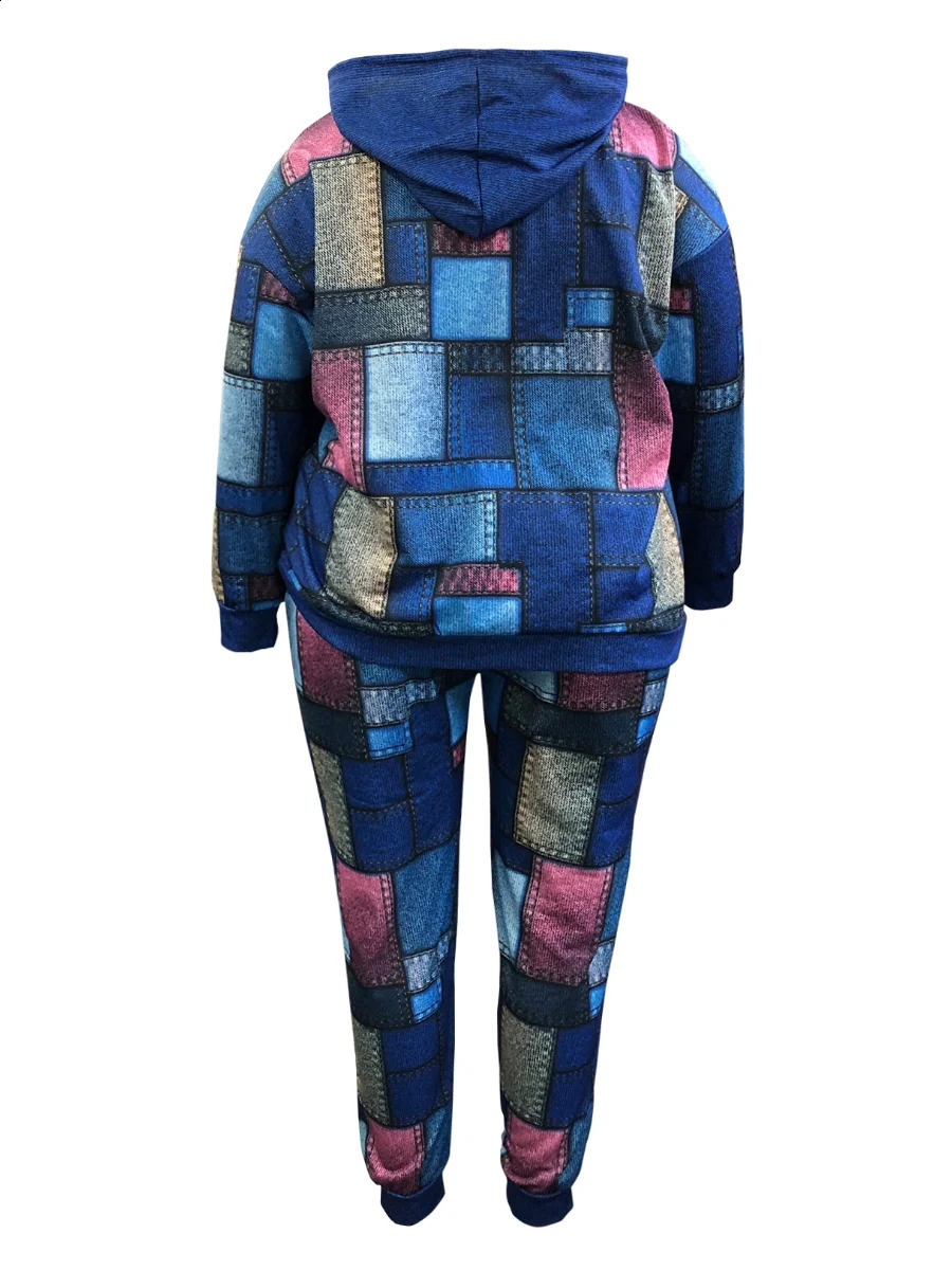 LW Plus Size Hybrid Printed Pocket Track Set Autumn Sports Loose Thick Sweatpants 250122