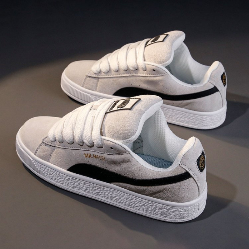 Trendy Low Top Versatile Student Genuine Soft Leather Women's Board Shoes, Casual Classic Sports Breathable Suede White Shoes