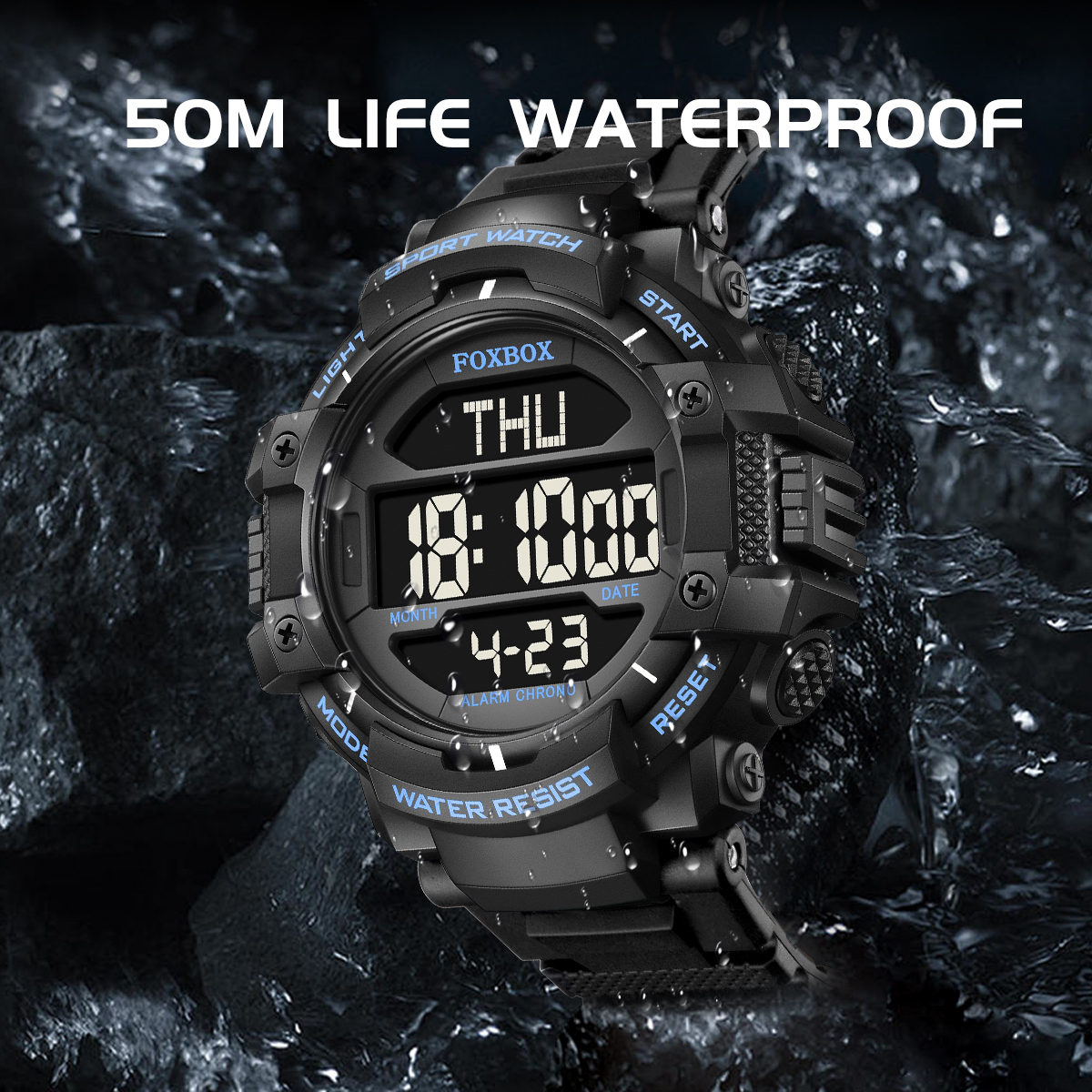 LIGE new digital display electronic watch multifunctional waterproof night light timing code sports watch large dial watch