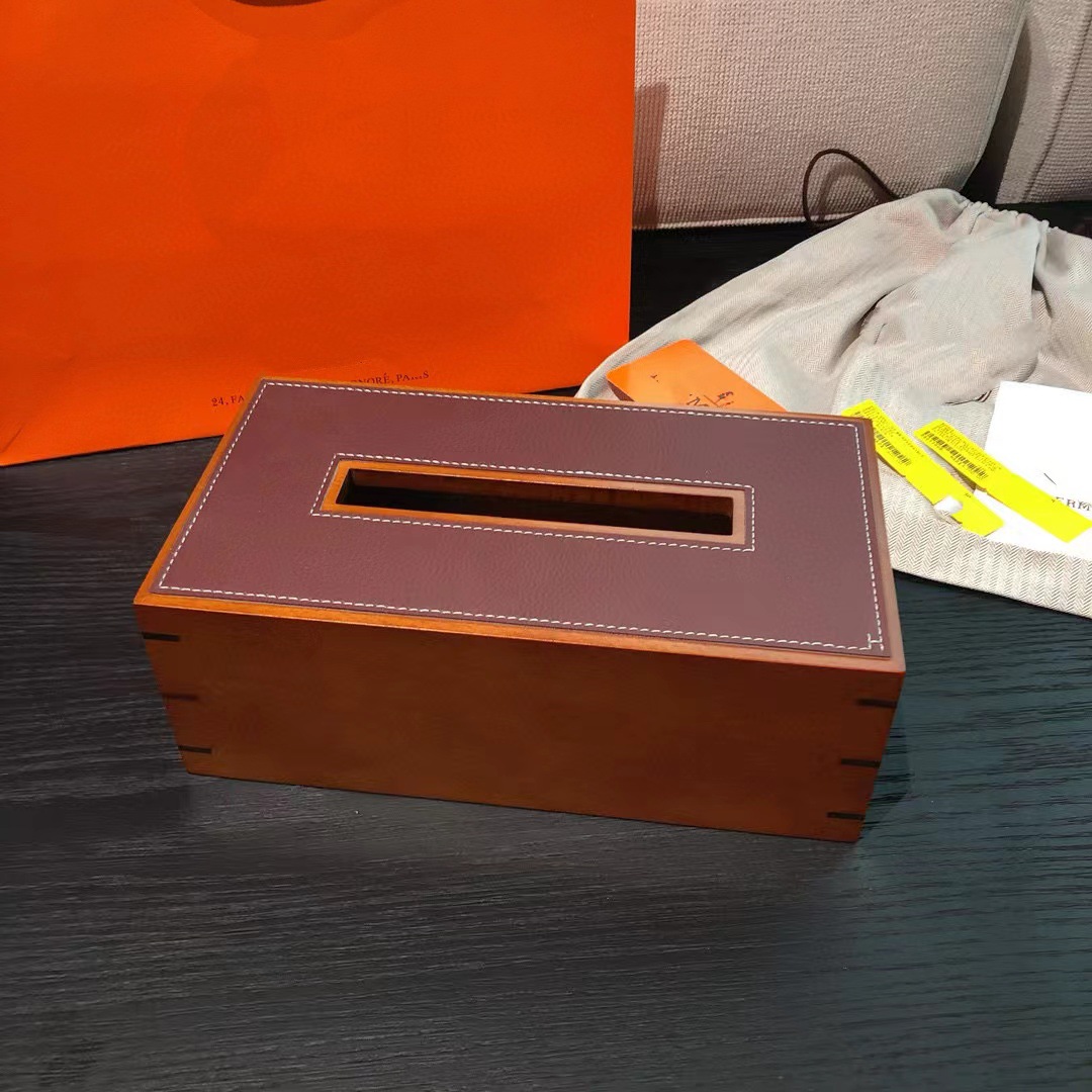 Tissue Boxes Solid Wood Living Rooms Coffee Table Leather Napkins Box Packaging Household Gift