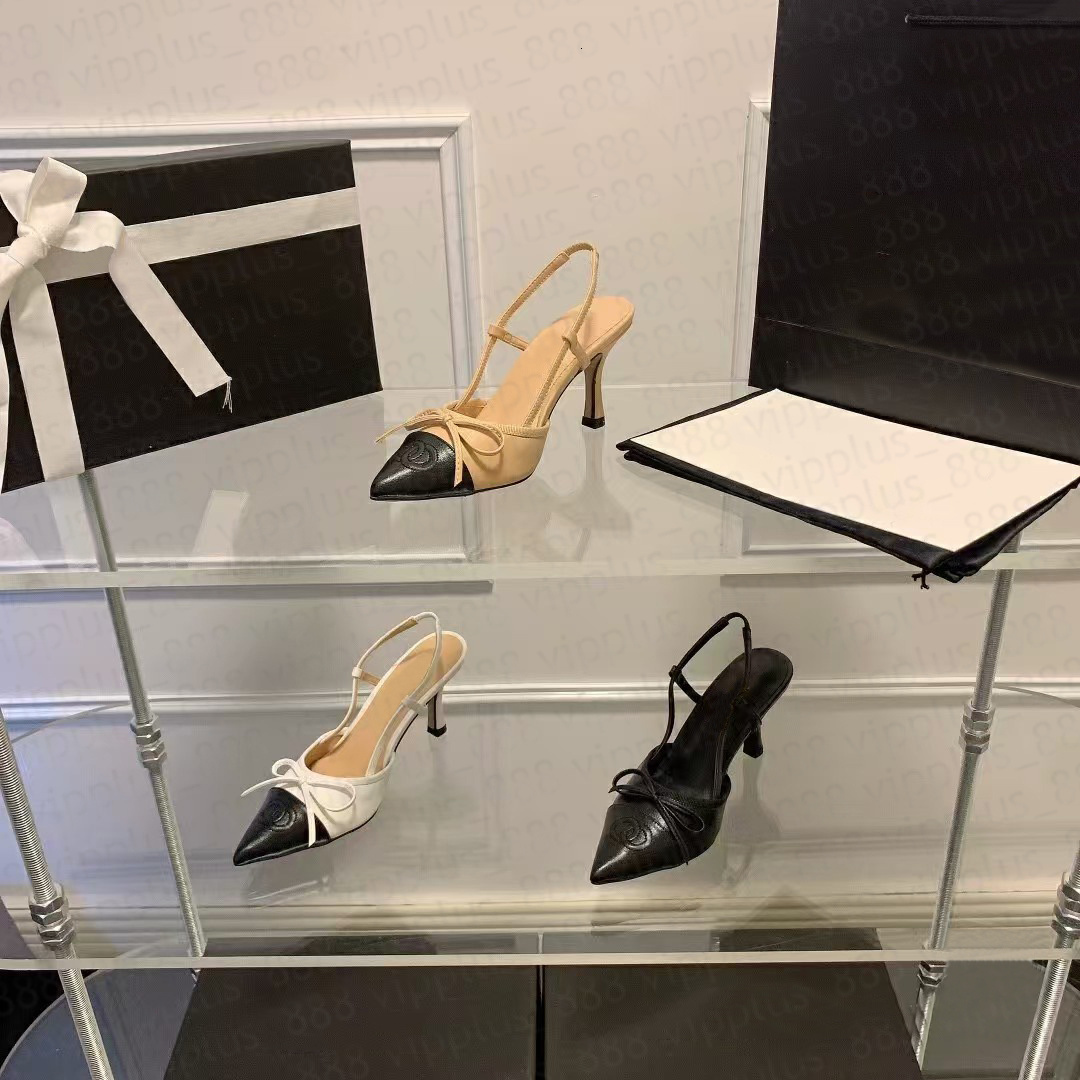 Designer Crystal Bow backless sandals Stiletto Heels Mesh Beige Black Veil Rhinestone Kitten Heels Ladies Luxury Lace-up Wedding Party Dress Shoes