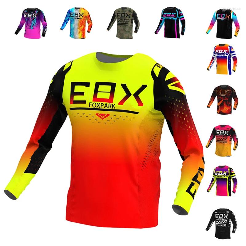 Racing Jackets FOXPARK Quick Drying Breathable Long Sleeved T-Shirt Cycling Men Running TShirt Bike Motocross Sports Shirt MX ATV MTB