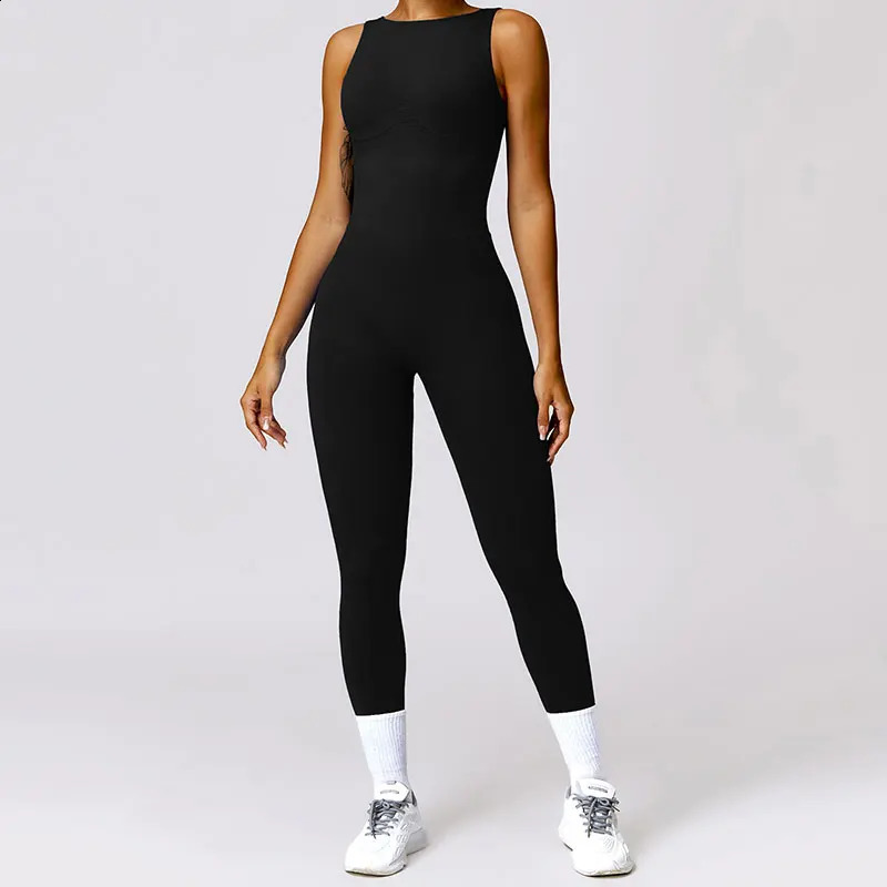 Women Seamless Jumpsuits Yoga Suit Dance Belly Tightening Fitness Workout Set Stretch Bodysuit Push Up Gym Clothes 250114