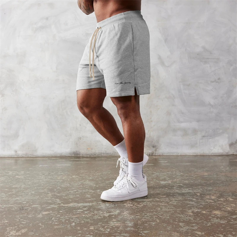 Summer cotton grey mens shorts trendy stylish five cent jogger fitness sweatpants 250122