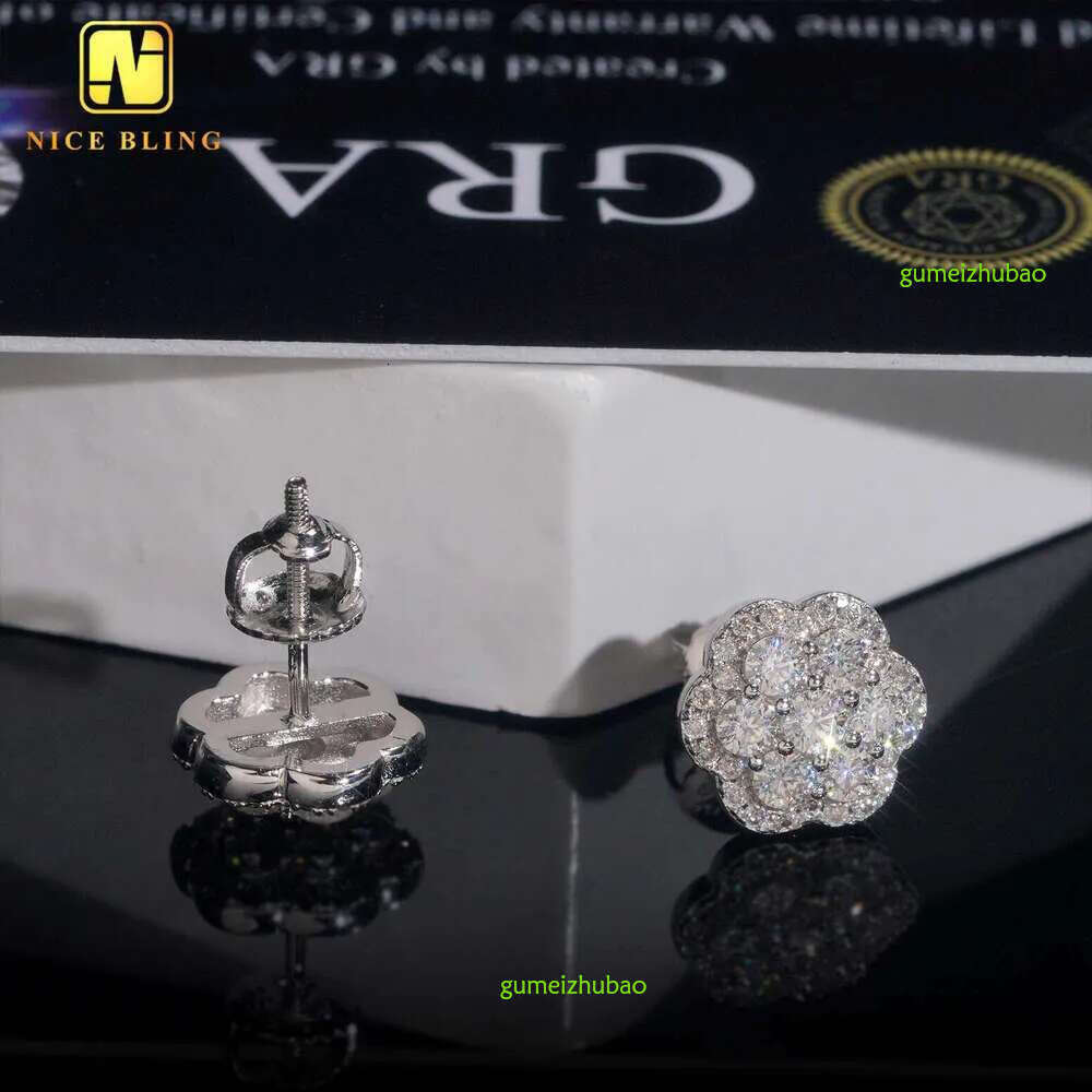 Elegant Dazzg Trendy wer 10MM Moissanite Dia Ear Studs For Men Women Hip Hop Jewelry Fine Earrings 10K Solid Gold