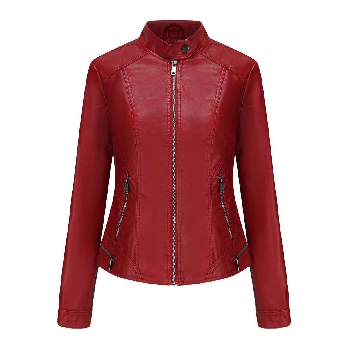 New Womens Leather Long Sleeve Spring and Autumn Thin Jacket Womens Leather Womens Jacket 241209