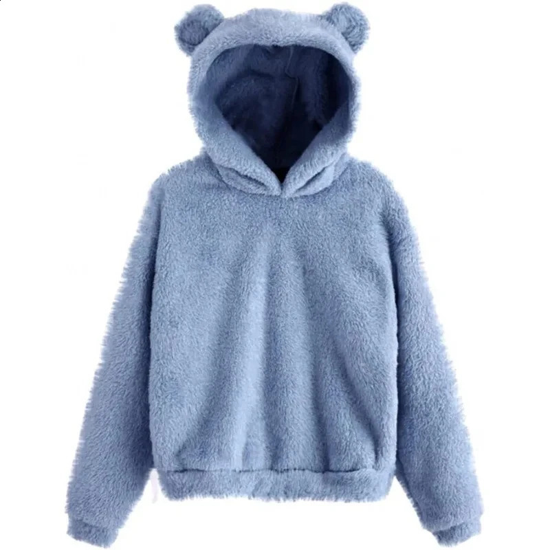 Autumn Winter Womens Hoodies Women Long Sleeve Rabbit Ear Hood Sweatshirt Cute Plush Warm Casual Hoodie Tops 250121
