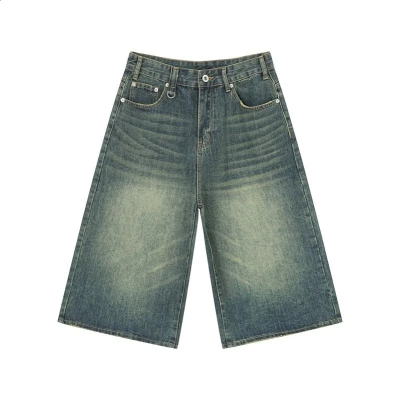 Retro Style Baggy Jeans Y2k Streetwear Hip Hop Casual Fashion Men Jeans Loose Straight Cylinder Cropped Shorts Unisex Version 250109