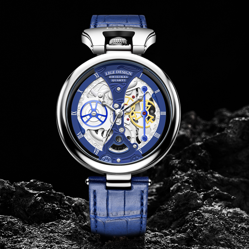 LIGE new hollow design men's quartz watch fashion watch multifunctional waterproof sports watch