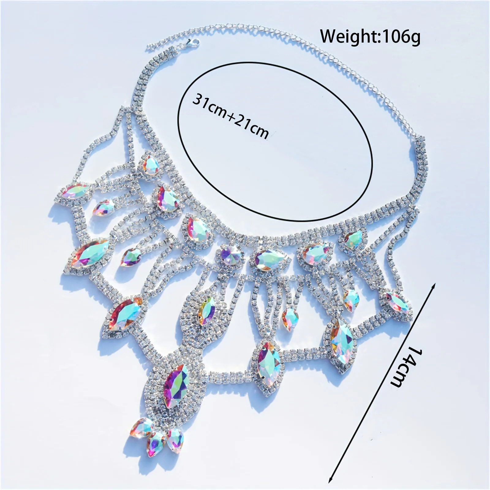 Exaggerated AB Crystal Pendant Large Necklace Womens Shining Bridal Wedding Party Water Diamond Jewelry Necklace Accessories 250109