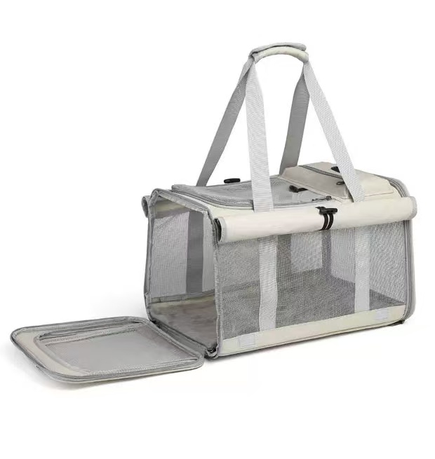 Big cat bag, portable for outdoor activities, large capacity for two cats to travel, hand-held crossbody pet bag, breathable canvas dog bag