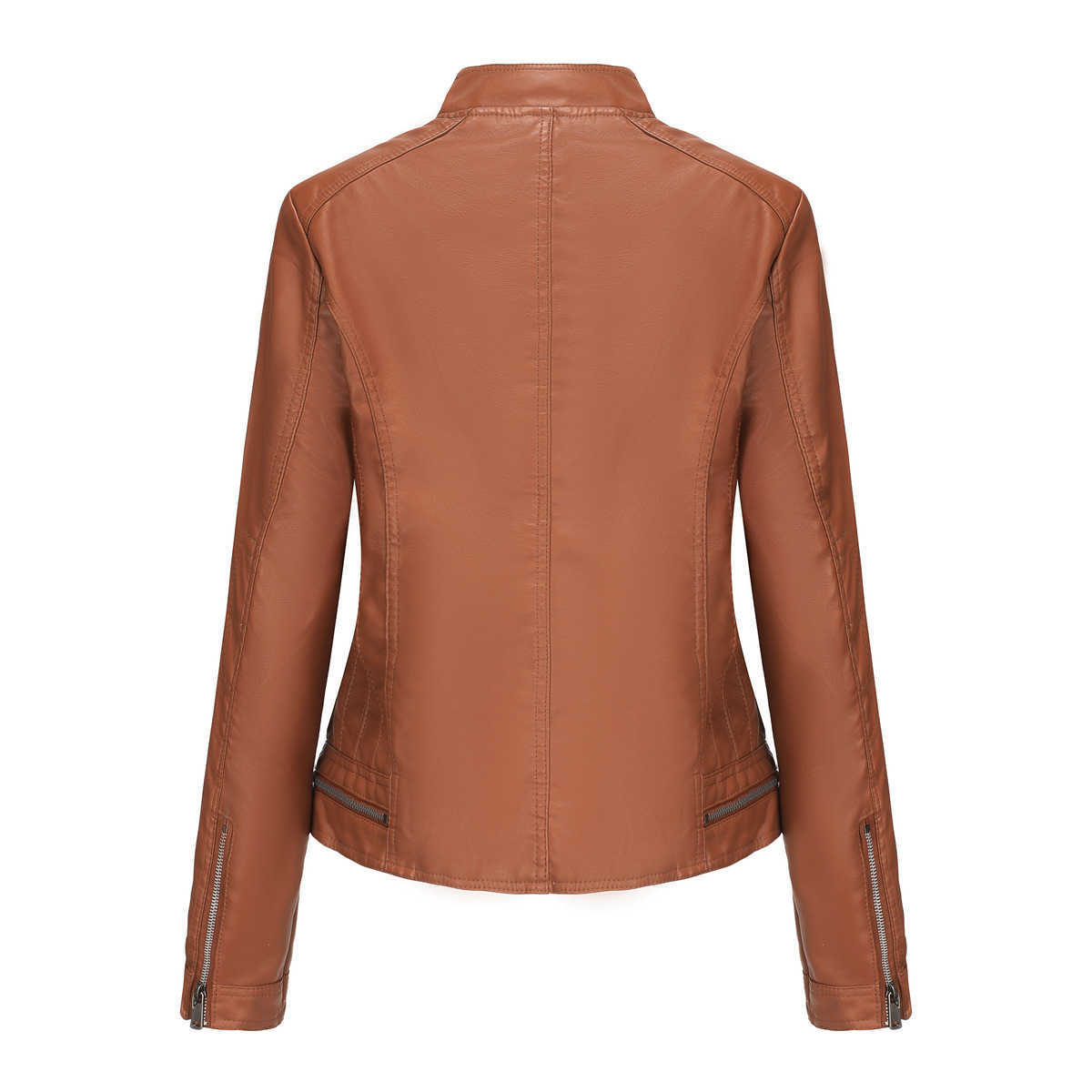 New Womens Leather Long Sleeve Spring and Autumn Thin Jacket Womens Leather Womens Jacket 241209