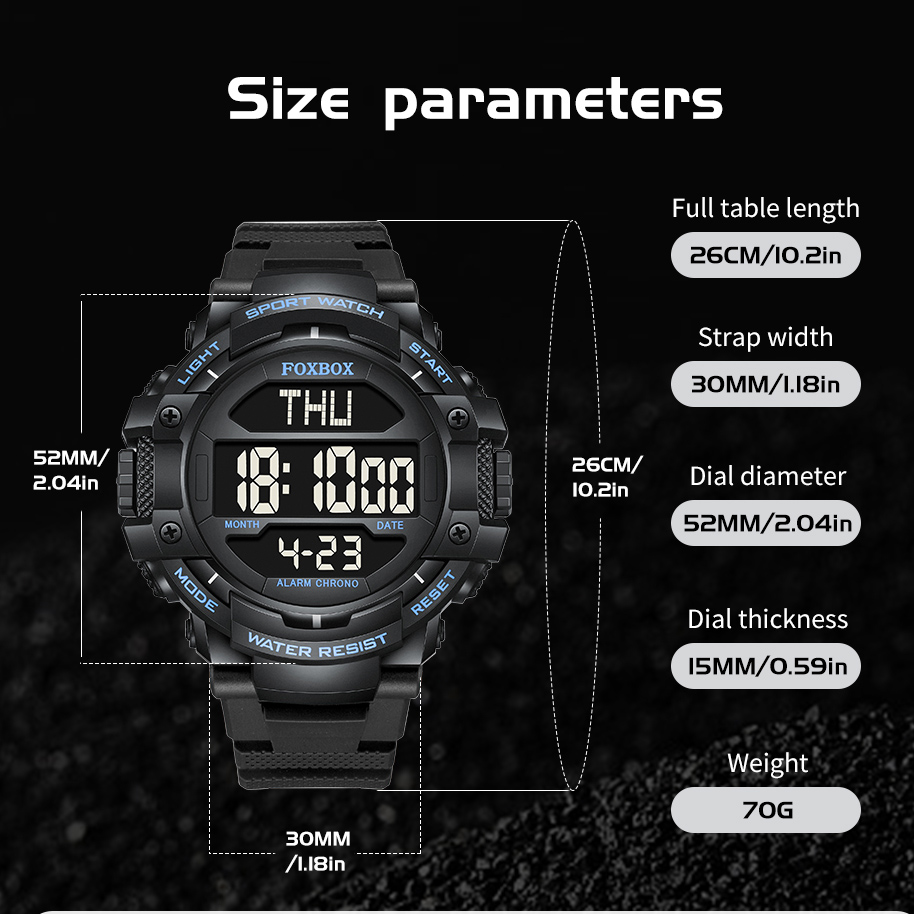 LIGE new digital display electronic watch multifunctional waterproof night light timing code sports watch large dial watch
