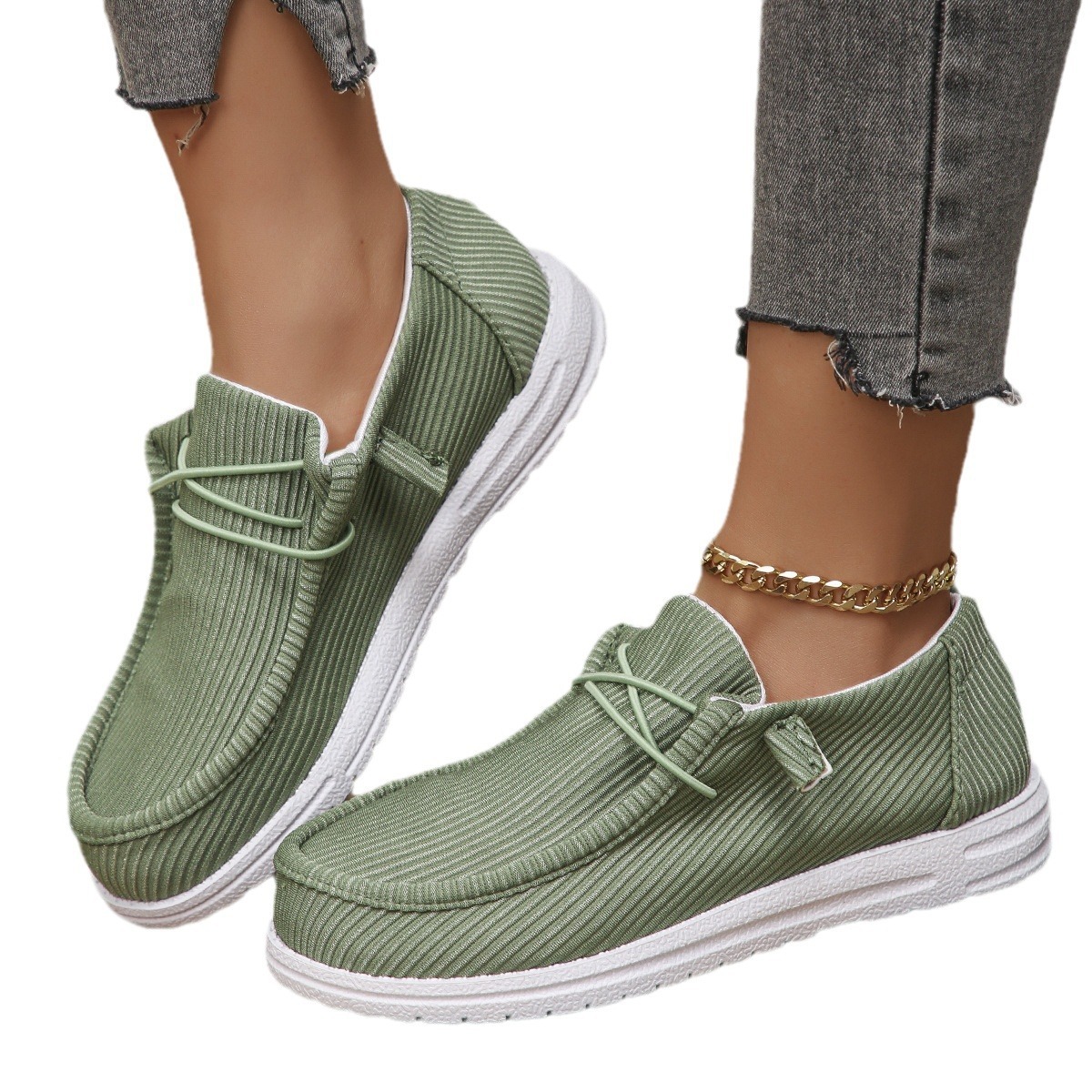 Canvas Shallow Cut Flat New Size 43 Single 2025 Women's Shoes