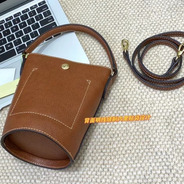 High Quality New South French Style Leather Mini Diagonal Cross Women's Handheld Wealth Bucket Bag, High-End Sense Shoulder Bag