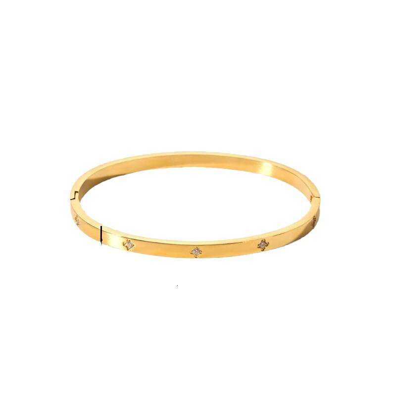 Designer Six pointed star clover Bangle Waterproof Cubic Zirconia Bangles Stainless Steel Bracelets Gold Plated Jewelry for Women Factory Wholesales C
