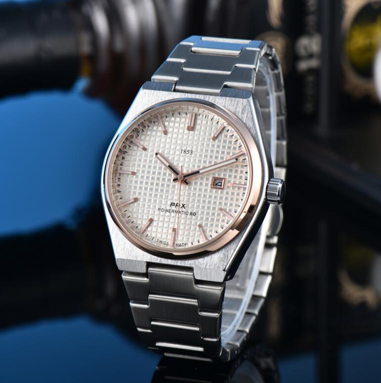 Top Mens women TISSOTSity 1853 watch designer luxury quartz movement watches high qualit rose gold size 42MM stainless steel strap sapphire men PRX Wristwatches #938