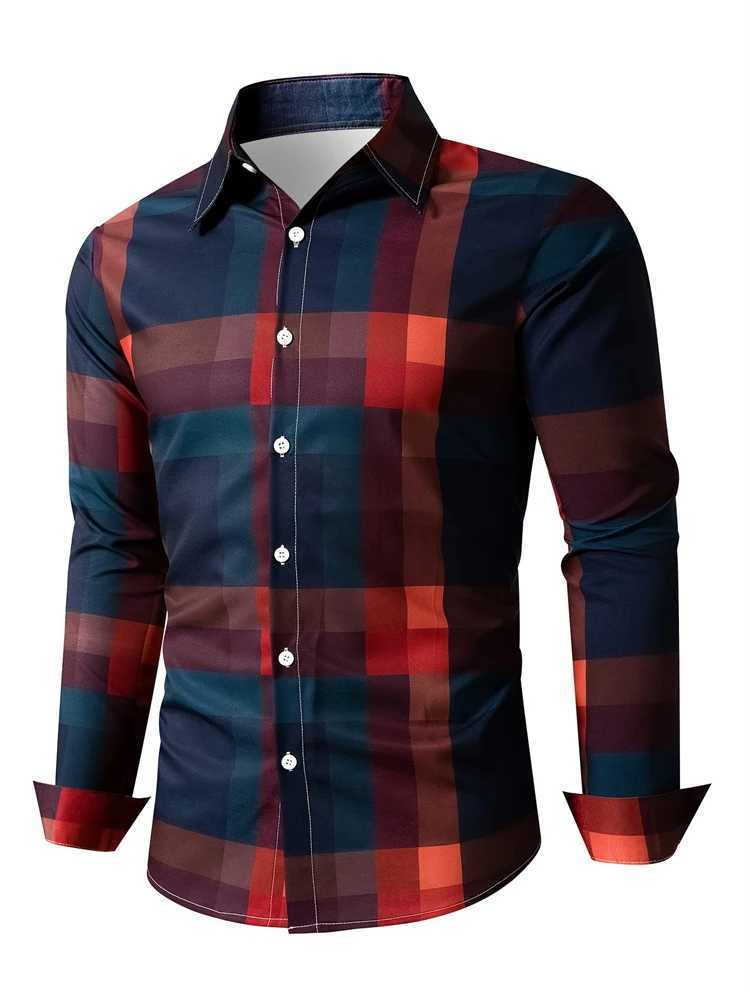Fashion Plaid Striped Printed Shirt Mens Long-sleeved Shirt Spring And Autumn New Buttons Lapel Shirt Street Loose Casual ShirtXJ250121