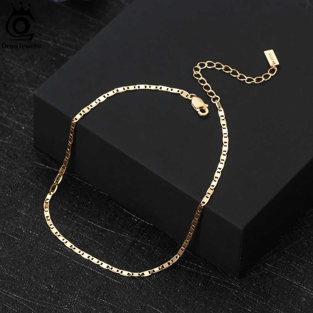 ORSA JEWELS 925 Sterling Silver Italian 2mm Sparkle Mirror Chain Anklets for Wen Gold Foot Bracelet Ankle Straps Jewelry SA29 X250125
