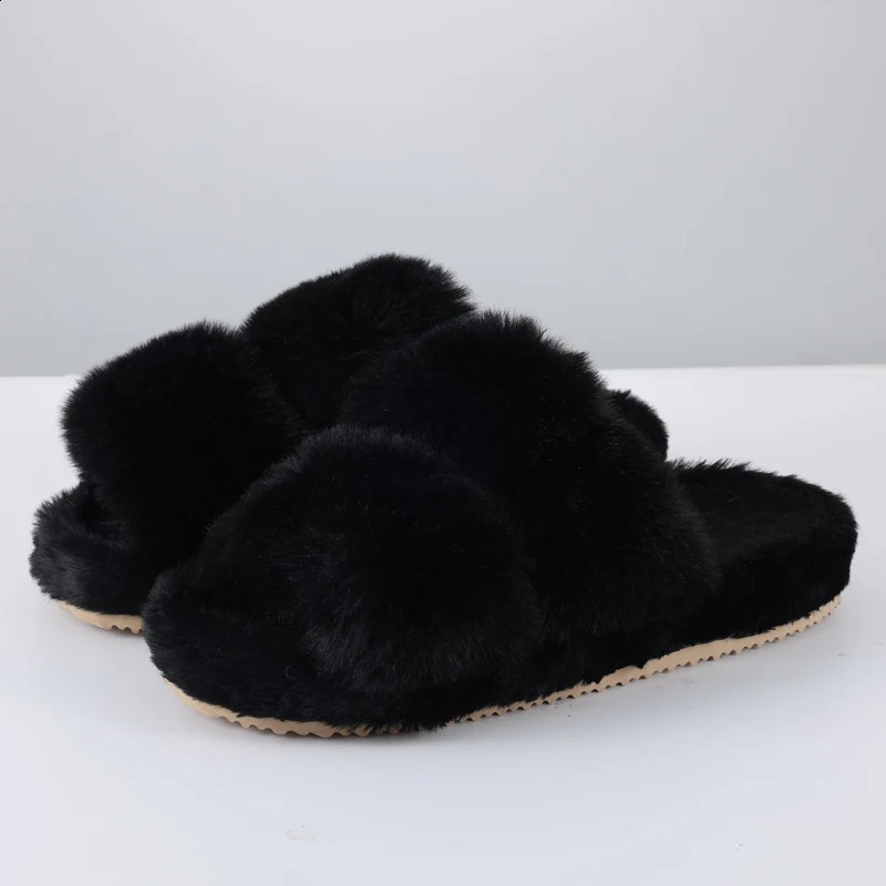 Evshine Women Open Toe Plush Slippers Faux Fur Warm Home Shoes Anti-Slips Fuzzy Fluffy Women Slippers Soft Cozy Bedroom Slippers 250118