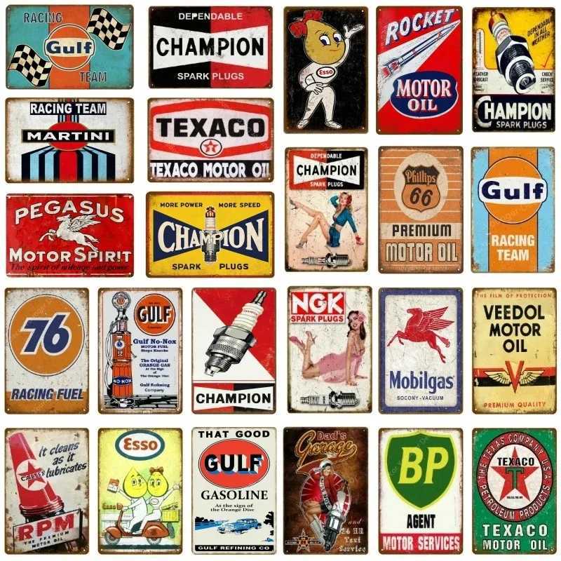 Aluminum Vintage Motor Oil Gasoline route66 Metal Signs Poster Retro Garage Club Bar Pub Gas Station Wall Decorative Wall PlaqueXJ250116