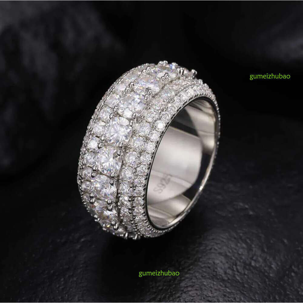 5 Rows Pass Dia Tester Sterg Sier Shiny Fashion Jewelry Rings Moissanite Ring Men