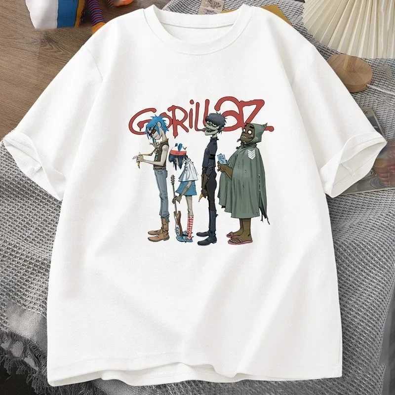 Music band Gorillaz punk rock print mens fashion O-neck European cotton short sleeved T-shirt retro Y2K clothing T-shirt W250117