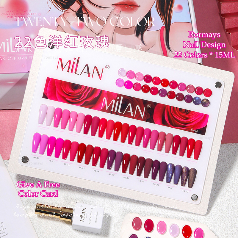 Rormays Rose Red gel Polishing 22PCS Mixed Clearcoat Durable Magenta UV LED Soaking Popular Whitening Primer Nail Enhancement Factory Wholesale