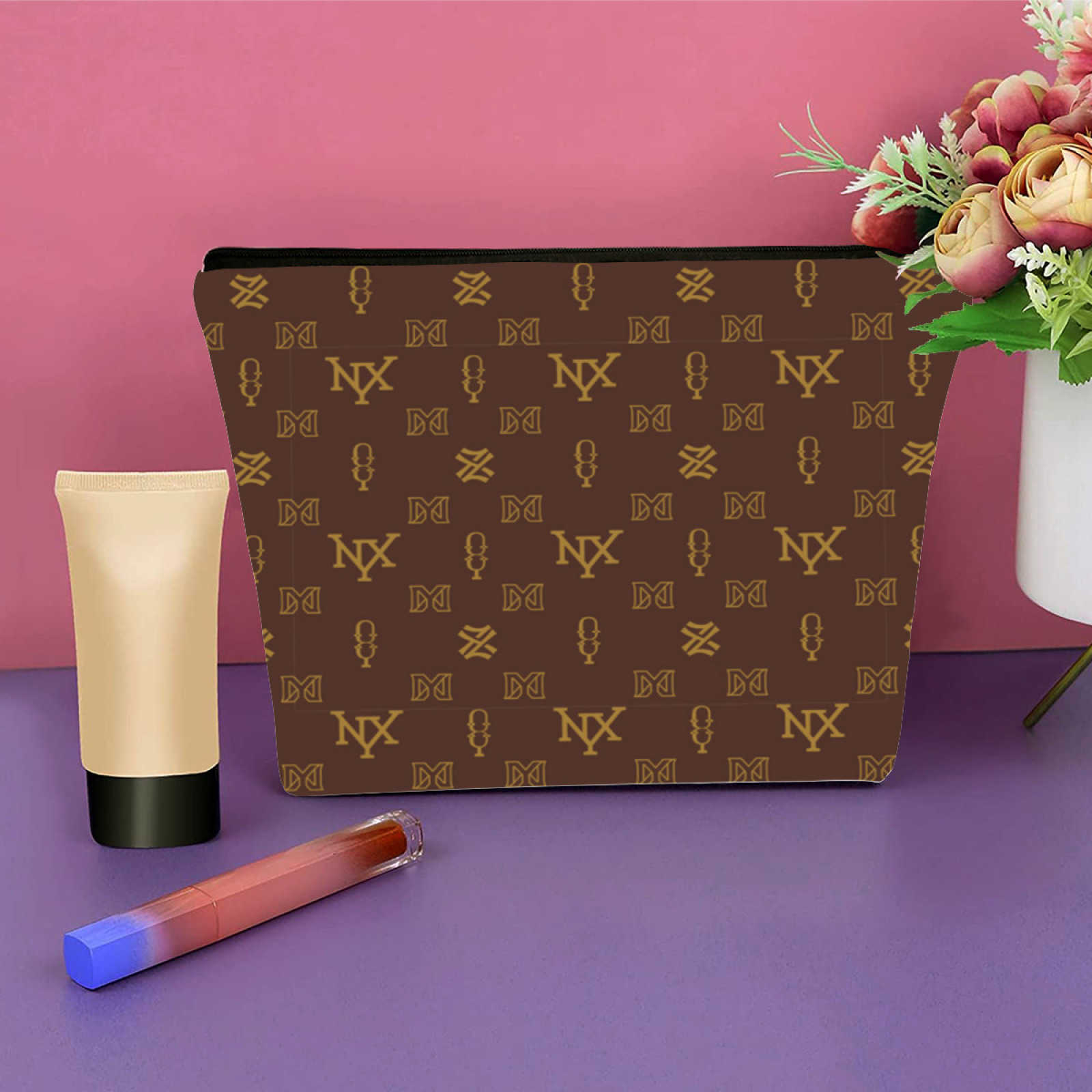 NXY Makeup Bag Women Cotton Brown Cosmetic Storage Toiletry Bags Female Beauty Canvas Pouch Travel Organizer Case Purse